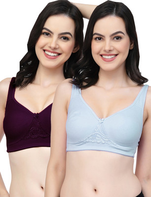 COLLEGE GIRL CG1214Mino Women Minimizer Non Padded Bra(Light Blue, Purple)