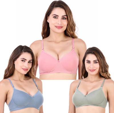 SPN Women Lightly Padded Bra Pack of 3 Solid Bright Colours BPG Women Push-up Lightly Padded Bra(Multicolor)