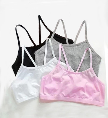 BRAAFEE Girls non padded full coverage cotton beginner sports bra Girls Training/Beginners Non Padded Bra(Multicolor)