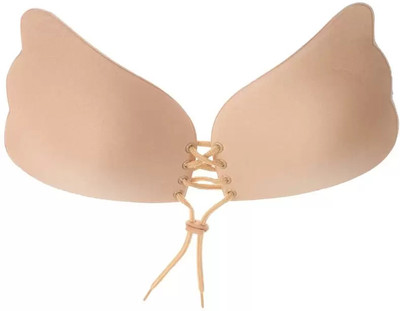 QAUKY Women's Silicon Wired Stick on Push up self Adhesive Invisible Bra Backless Women Stick-on Non Padded Bra(Beige)