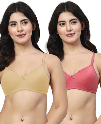 LILY maofcigam Women T-Shirt Heavily Padded Bra(Beige, Maroon)
