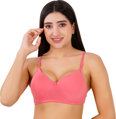 Velvet Bloom Cotton-Rich Full Coverage Solid Padded Bra For Women Women Push-up Lightly Padded Bra(Pink)