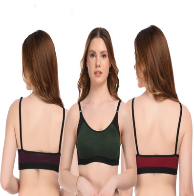 ZEXCARE Women Sports Non Padded Bra(Purple, Maroon, Green)