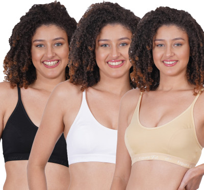 FigureFit SB11 Women Sports Non Padded Bra(Black, White, Beige)