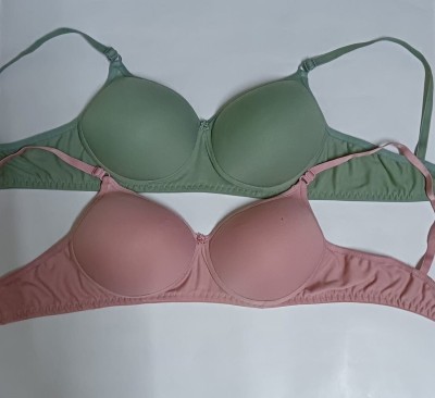 Hothy Women Push-up Lightly Padded Bra(Green, Pink)