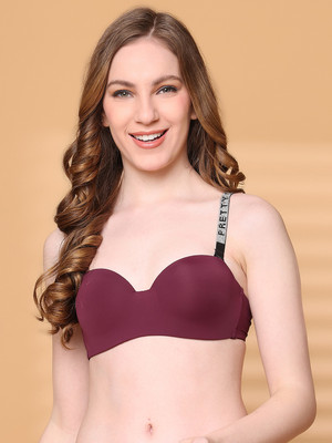 Quttos Quttos Lightly Padded Balconette Bra With Shine Strap for Women & Girls Women Balconette Lightly Padded Bra(Maroon)