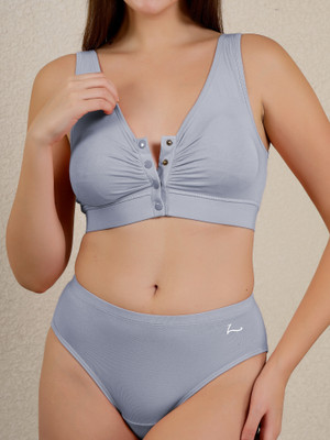 Zelena Modal Front Button Opening Ruched Non Padded Nursing Bra – M. Blue Women Maternity/Nursing Non Padded Bra(Dark Blue)
