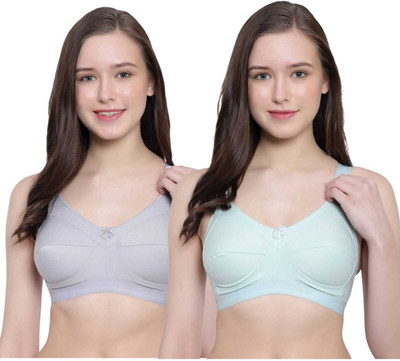 Bella Beauty Non Padded Full Coverage Seamed-Cup T-Shirt Bras Women Everyday Non Padded Bra(Grey, Light Blue)