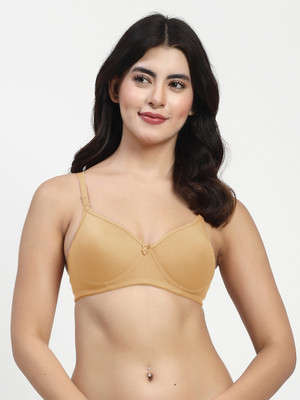 LILY mfruomalg Women T-Shirt Lightly Padded Bra(Brown)