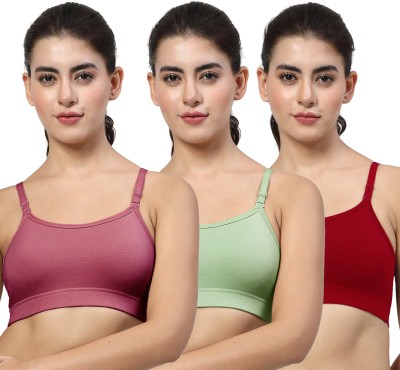 LILY stropsazil Women Sports Non Padded Bra(Maroon, Green, Maroon)