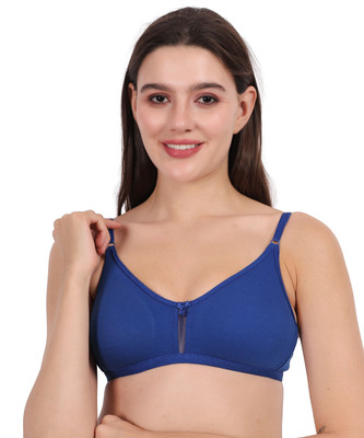 WAONY Daily Comfort Full Coverage Bra Women T-Shirt Non Padded Bra(Blue)