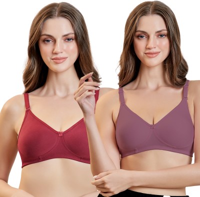 Maroon Women T-Shirt Non Padded Bra(Maroon, Purple)