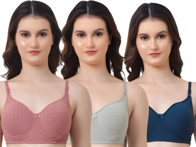 DSN Women T-Shirt Lightly Padded Bra(Blue, Pink, Light Green)