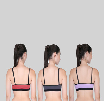 lufiya mina Women Full Coverage Non Padded Bra(Grey, Purple, Orange)
