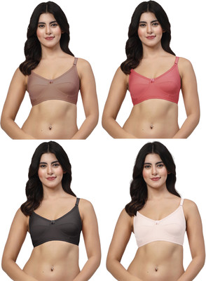 LILY akihdar Women Minimizer Non Padded Bra(Maroon, Maroon, White, Black)