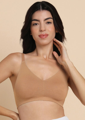 Dressberry Dressberry Cotton Spandex Non-Padded Bonded Seamless Bra Women Everyday Non Padded Bra(Beige)