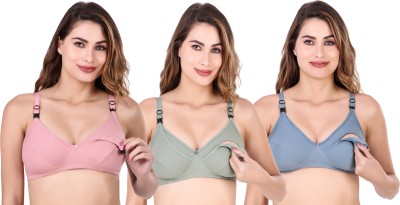 RABRIC RETAILS RABRIC_MOTHERENG_BRA_38 Women Maternity/Nursing Non Padded Bra(Green, Pink, Blue)