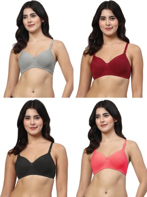 LILY Dapyklis Women T-Shirt Lightly Padded Bra(Grey, Maroon, Black, Pink)