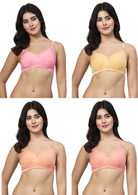 LILY inimad Women Balconette Non Padded Bra(Pink, Yellow, Orange, Pink)
