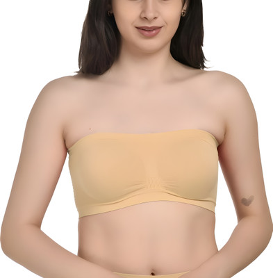 Roy Creation Women Non Padded Tube Bra for Girls Women Bandeau/Tube Non Padded Bra(Beige)