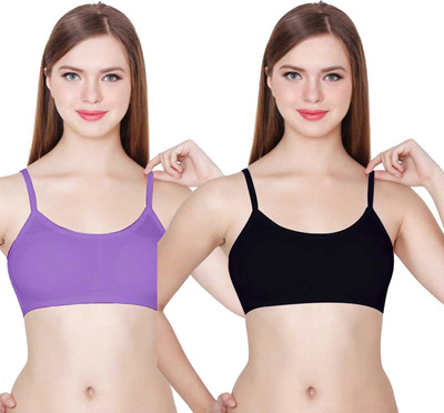 IndiRocks Women Full Coverage Lightly Padded Bra(Black, Purple)