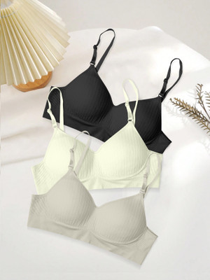 NAGARVEL CREATION b/815-blk/wht/gry-p03 Women Full Coverage Lightly Padded Bra(Multicolor)