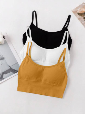 Youblu Women T-Shirt Lightly Padded Bra(Black, White, Yellow)