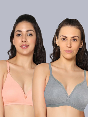 Eden EDEN02PEACHMGREY Women T-Shirt Non Padded Bra(Beige, Grey)