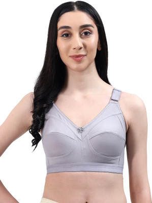 Daily life Non Padded Full Coverage Seamed-Cup T-Shirt Bras Women Full Coverage Non Padded Bra(Grey)