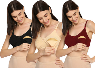 Evamomies Women Maternity/Nursing Non Padded Bra(Multicolor)