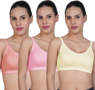 Shyam Sons FLAIR Lovely Women Sports Non Padded Bra(Orange, Pink, Beige)