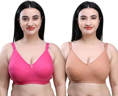 SKDREAMS Women Full Coverage Non Padded Bra(Beige, Pink)