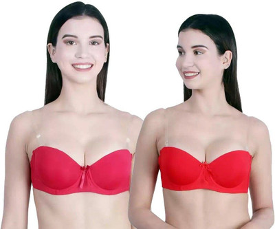 HouseOfCommon Women Balconette Lightly Padded Bra(Maroon, Red)