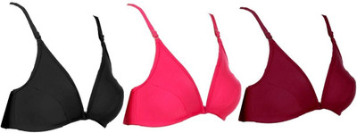 MOSSMOOR Front Open Women Full Coverage Non Padded Bra(Multicolor)
