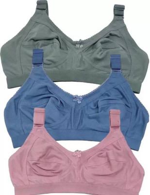 FANMADE Women T-Shirt Non Padded Bra(Green, Blue, Pink)