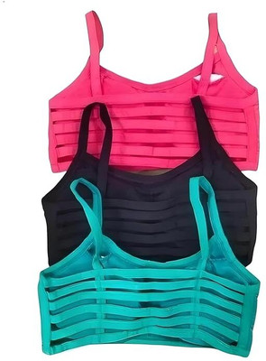 NAVRISE Women 6 Patti I Padded Bra I EveryDay Wear I Light Padded I Pack Of 3 Women Everyday Lightly Padded Bra(Pink, Black, Green)