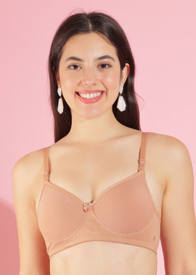Dollar Missy Pack of 1 Cotton with Stretchy Elastane Thin Padded T-Shirt Women Everyday Heavily Padded Bra(Beige)