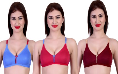 AMOZE Chain design looks Molded bra (rose pink, brown, sky blue ) 3 multicolored bra in a pack Women Push-up Non Padded Bra(Brown, Pink, Blue)