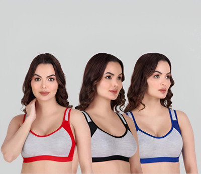 ASHMIRAS pack of 3 Women Cage Bra Non Padded Bra(Red, Blue, Black)