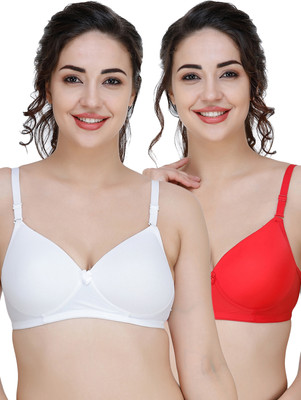 COLLEGE GIRL CGPAD1210-CGPAD1205 Women T-Shirt Lightly Padded Bra(White, Red)