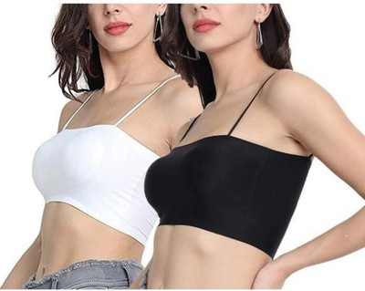 BRANKLY URJA Women Cami Bra Lightly Padded Bra Women Cami Bra Lightly Padded Bra(White, Black)