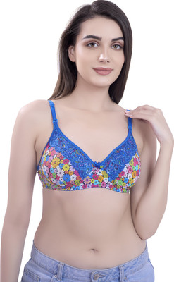 calibra PREMIUM,PRINTED PADDED BRA WITH LACE Women Everyday Heavily Padded Bra(Dark Blue)