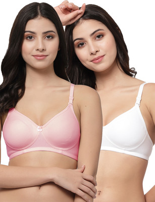 COLLEGE GIRL CG1301 Women T-Shirt Non Padded Bra(Pink, White)