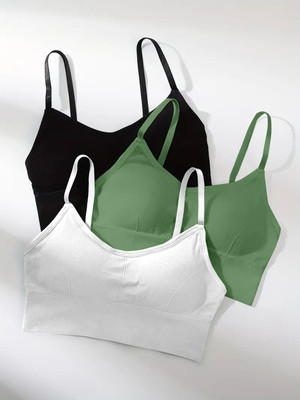 MAHEK CREATIVE 646-black-green-white-p03-30 Women Everyday Lightly Padded Bra(Black)