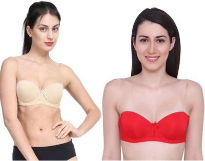 HouseOfCommon Women Everyday Lightly Padded Bra(Beige, Red)