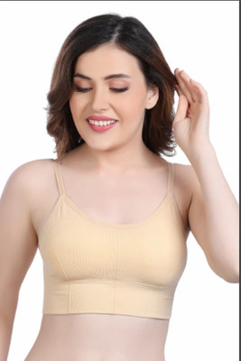 BEYONDIMAGINE Women T-Shirt Lightly Padded Bra(Beige)