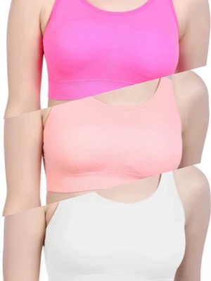 ZORWERN WOMEN CAMI LIGHT PADDED BRA Women Cami Bra Lightly Padded Bra(Pink, White, Pink)