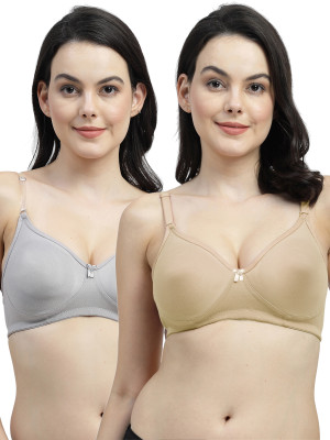 Shyam Sons FLAIR NWFemina Double Layered Cup Women T-Shirt Non Padded Bra(Brown, Grey)