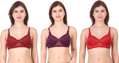 sashu Women T-Shirt Non Padded Bra(Red, Purple, Maroon)