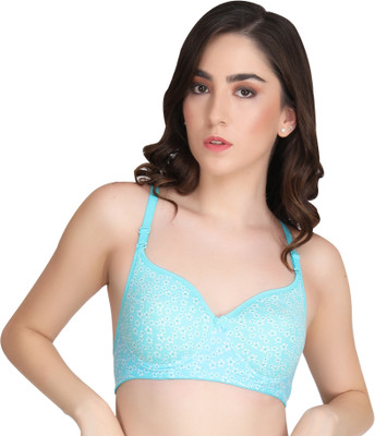 Liigne Liigne Flower Print Bra For Women Women Everyday Lightly Padded Bra(Blue)